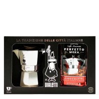 Подарочный набор Bialetti Moka Express на 3 порции 130мл + кофе молотый Bialetti Cioccolato 250гр