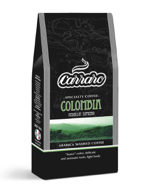 Кофе молотый Carraro Colombia пачка картон 250гр