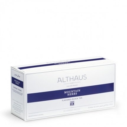 Чай черный листовой Althaus Mountain Herbs (Горные травы с чабрецом) пакетики на чайник 15шт