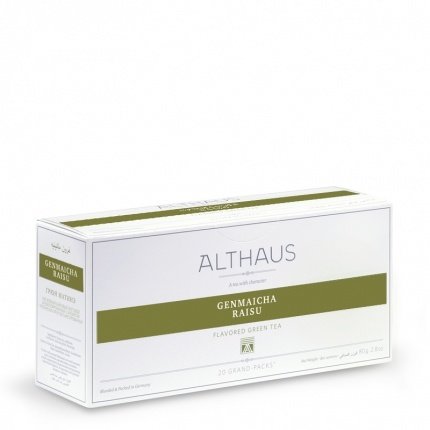 Чай зеленый листовой Althaus Genmaicha Raisu (Генмайча Райсу) пакетики на чайник 20шт