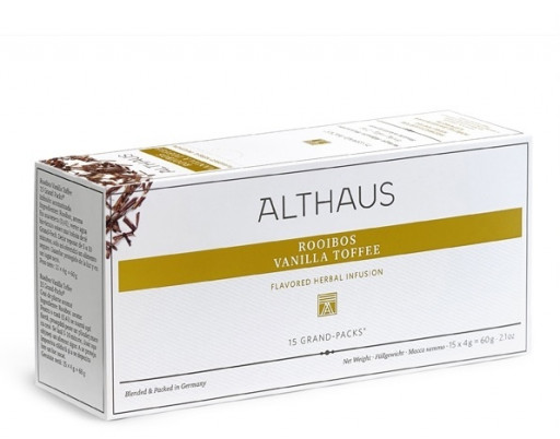 Чай травяной Althaus Rooibush Vanilla Toffee (Ройбуш Ванильная карамель) пакетики на чайник 20 шт
